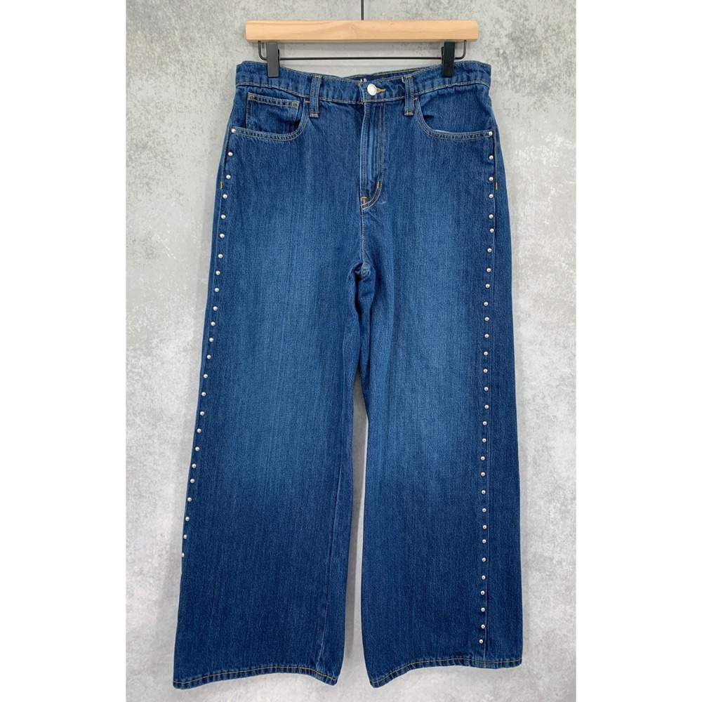 Gap Wide Leg Jeans Womens 8/29R Blue Studded Medium Wash Denim Pants